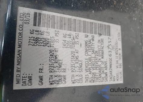 2016 Nissan Pathfinder Platinum from USA, damaged, VIN 5N1AR2MNXGC637557